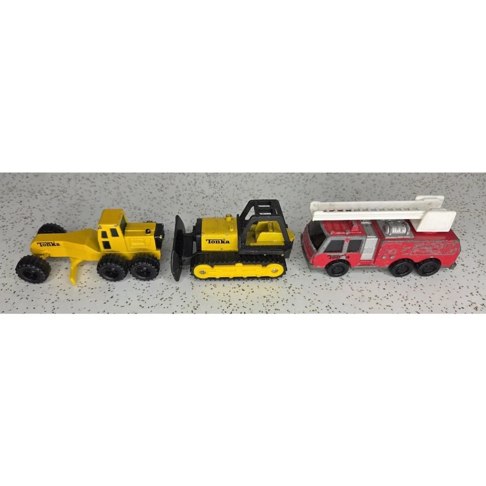 Vtg Mini Tonka Construction & Fire Trucks Maisto Hasbro Lil Chuck & Friends Lot